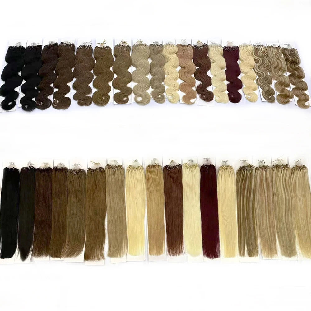 Micro Ring Loop Hair Extensions 100% Real Human Micro Link Weft Hair Extensions 50g/packs