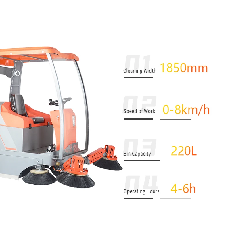 Efficiency Street Dust Cleaning Machine Commercial Road Floor Sweeper Sweeping Vehicle Ride On  Floor  Road Cleaning Sweepe