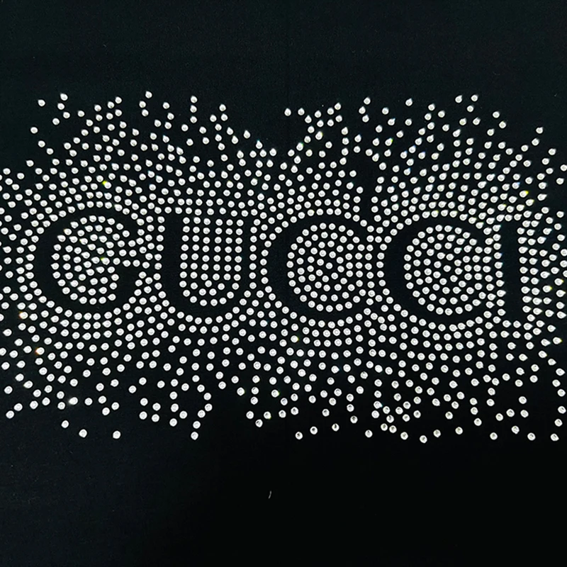 rhinestone screen printed t-shirt custom Oversize Drop Shoulder 100% Cotton Plain Heavyweight Custom LOGO Black T-Shirts Men