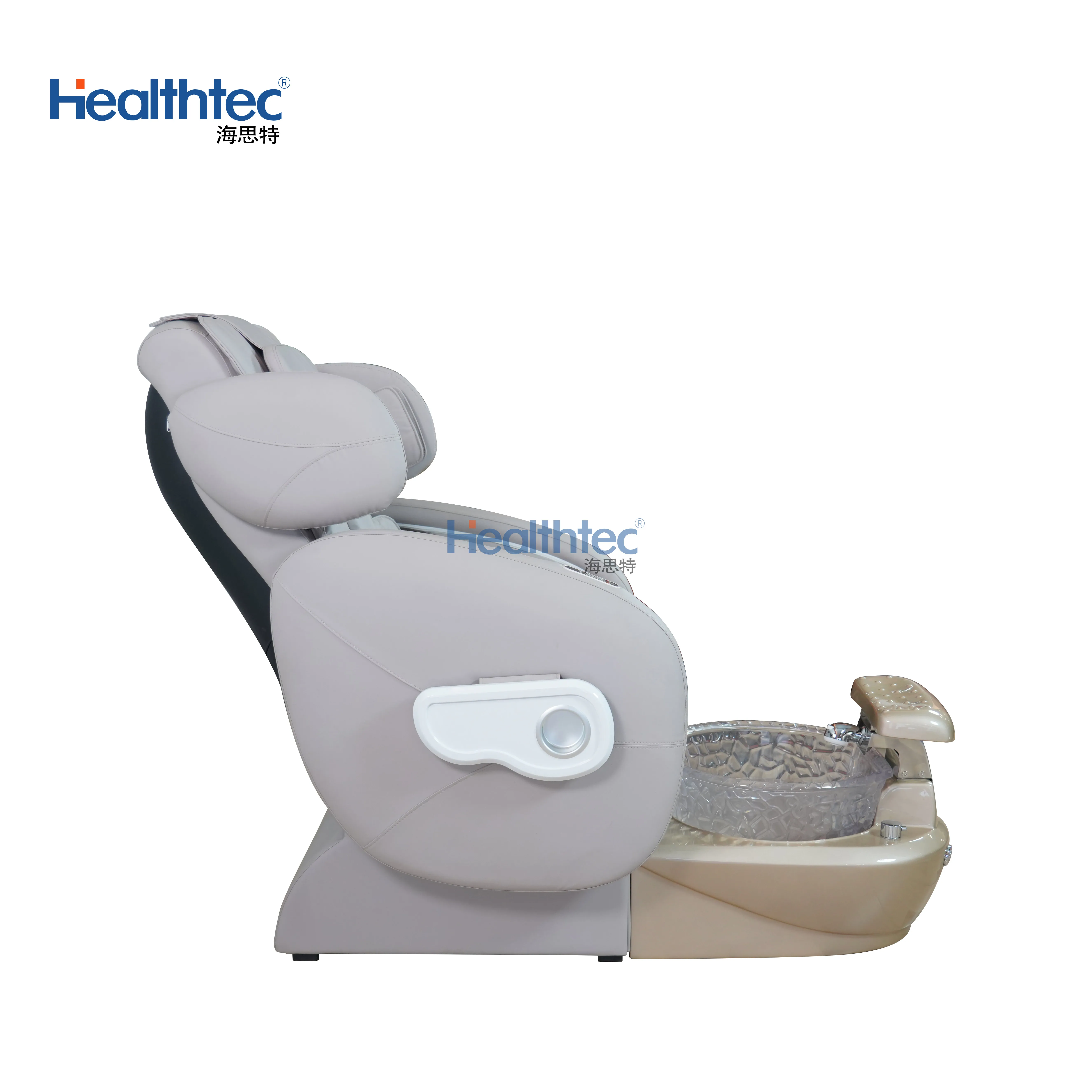 High Back Salon Spa Chair Manicure and Pedicure with Shiatsu Massage Customizable Color Wood Armrests Crystal Bowl
