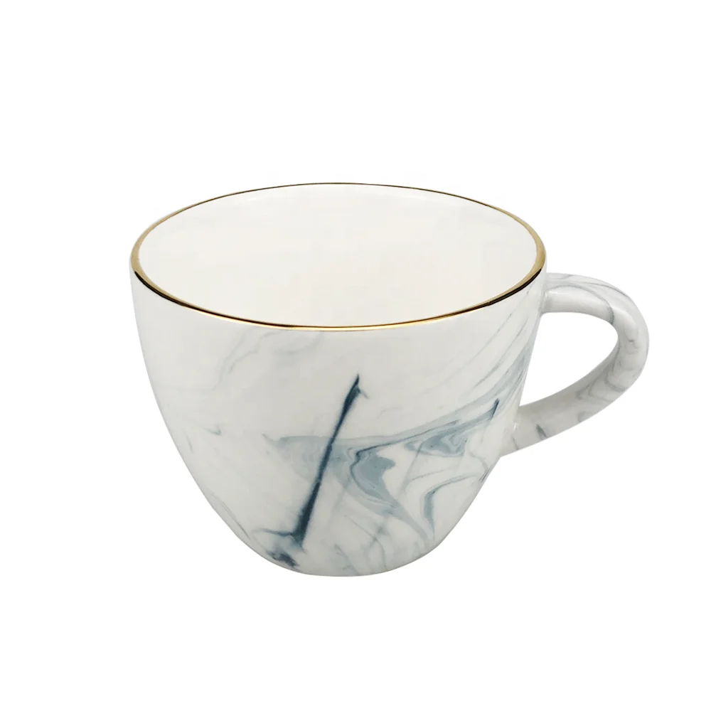 Nordic Style Glod Marble Coffee Teacup And Saucer Set Ceramic Tea Cup And Saucers Sets