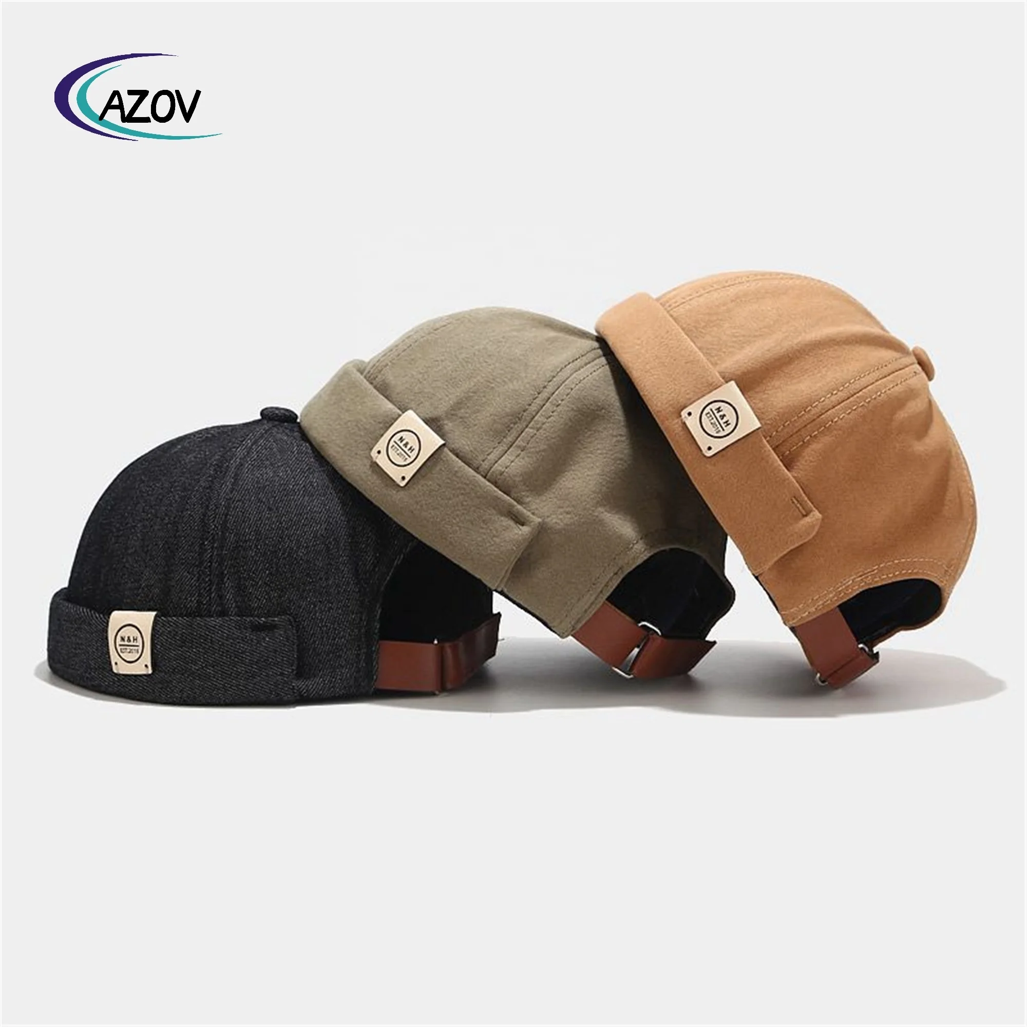 Skullcap Korean-Yupi Street brimless Chinese landlord hat Denim sailor retro student skullcap fashion