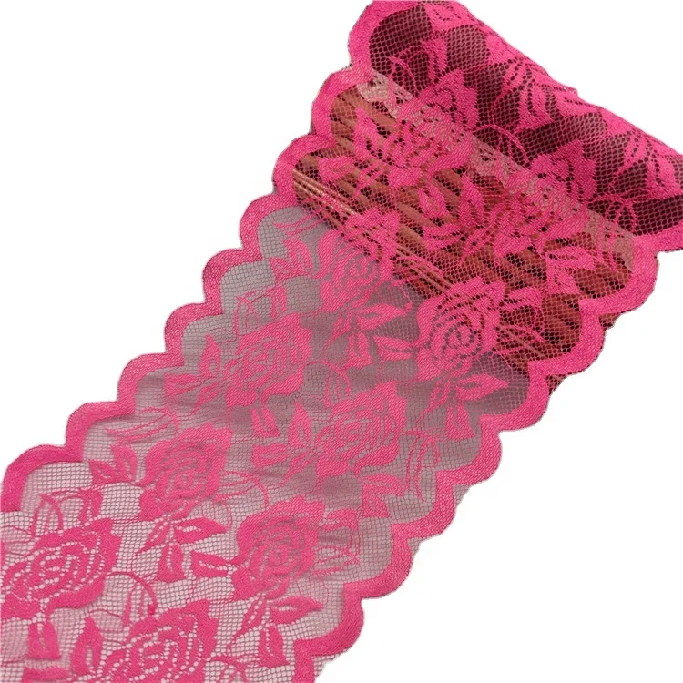Clothes garment accessories stretch 18mm wide or customized width lace trim elastic 3D clothing fabric stretch lace