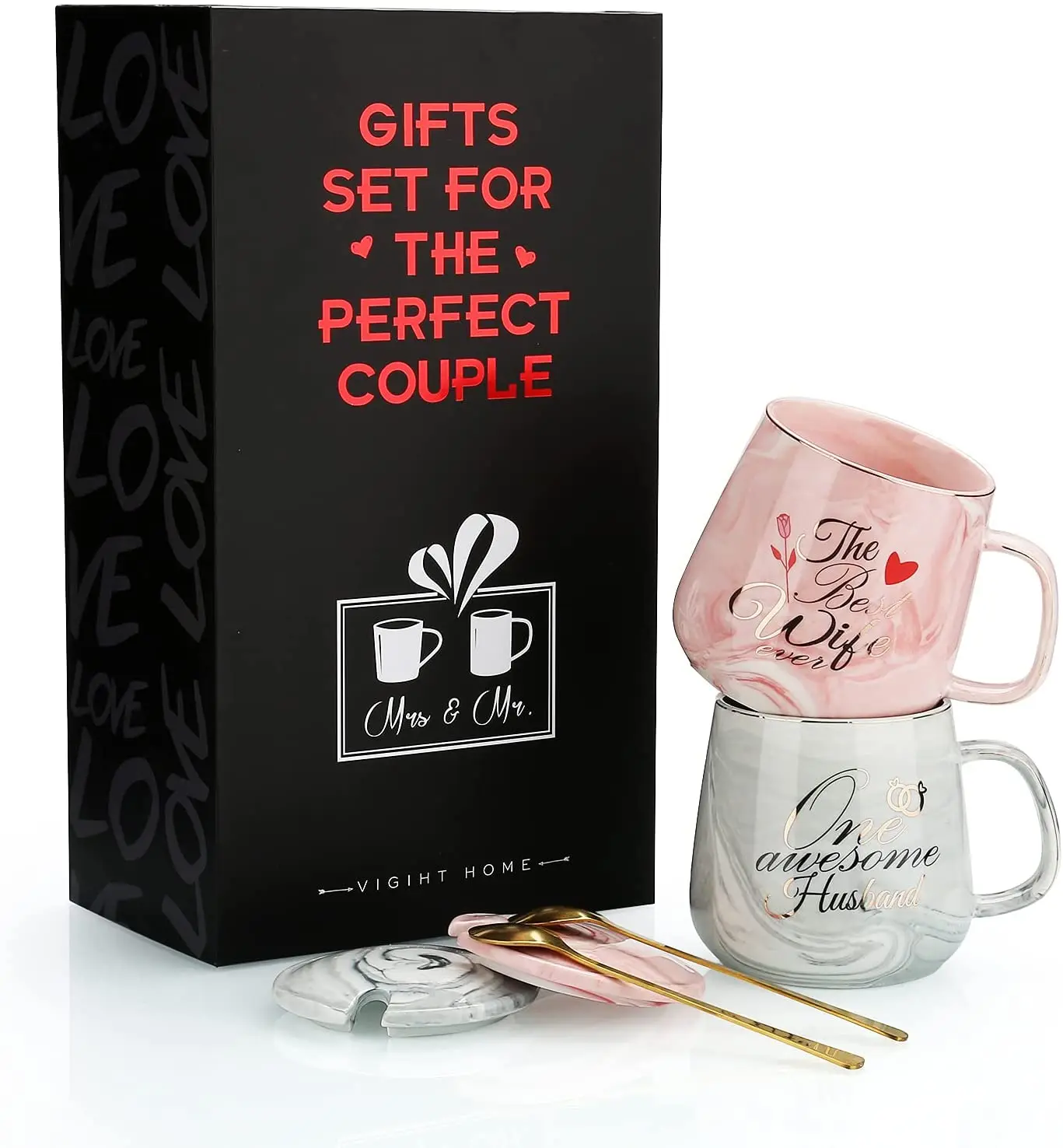 Luxury Creative Valentines Gift Set The Best Wife Ever Coffee Couple Mugs Gift Couple Mug Cup for Coffee Tea Milk