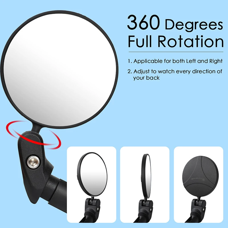 360 rotation bicycle rear view reflector bike tail mirror