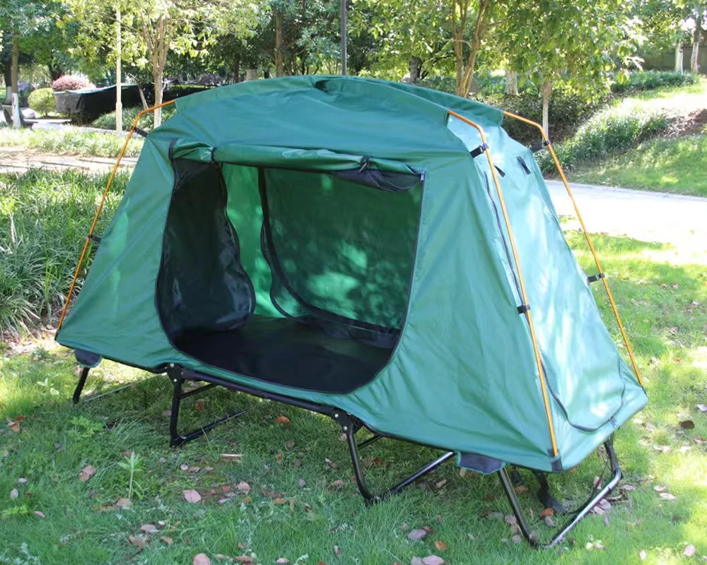Outdoor off-ground fishing tent wild double thickened rainproof two-person camping tent folding portable warm tent