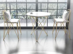 Modern Custom Milk Tea Shop Cafe Shop Gold Wroght Metal Iron High Marble Bar Table