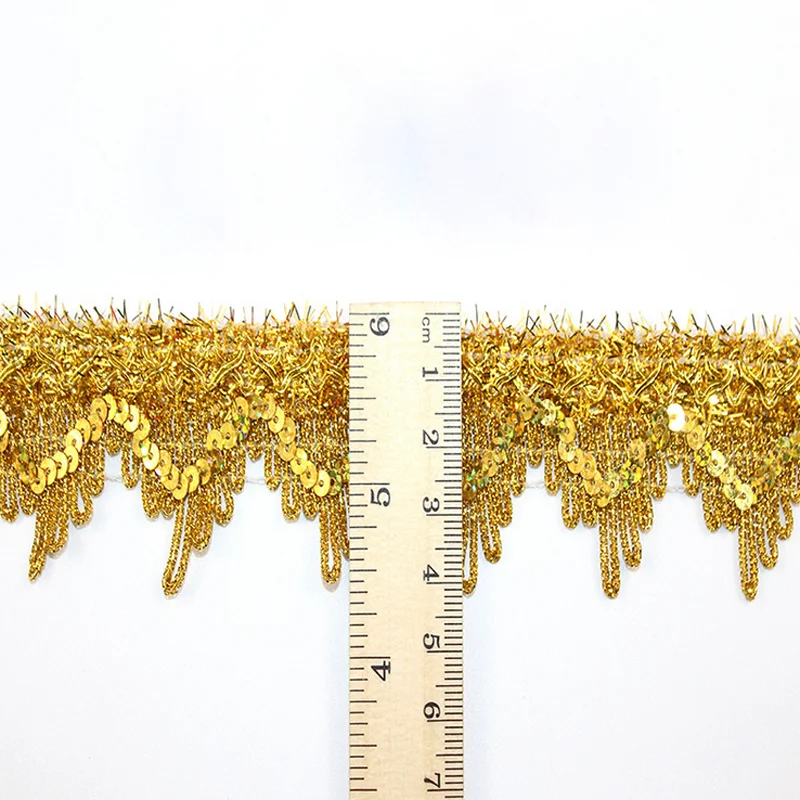 Cheap wholesale diy 4cm wide triangle gold silver crown sequined lace trim braided costume sewing decorative dancewear lace