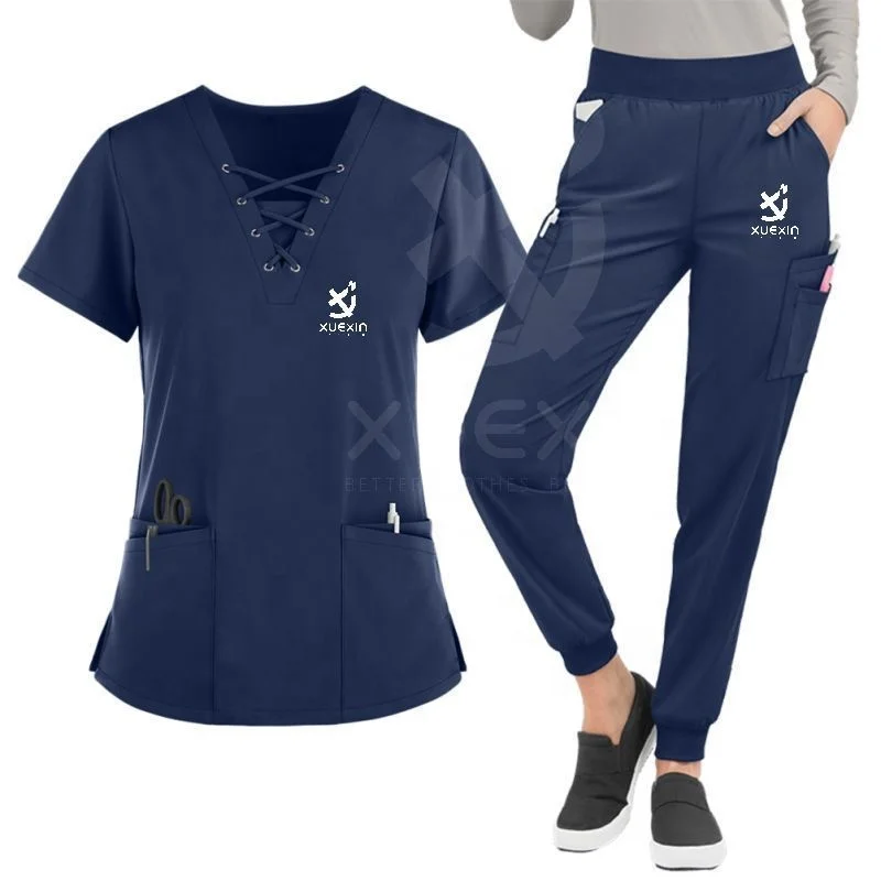 doctor uniform short sleeve medical uniforms spandex scrub suit jogger wrinkle free jogger scrub set