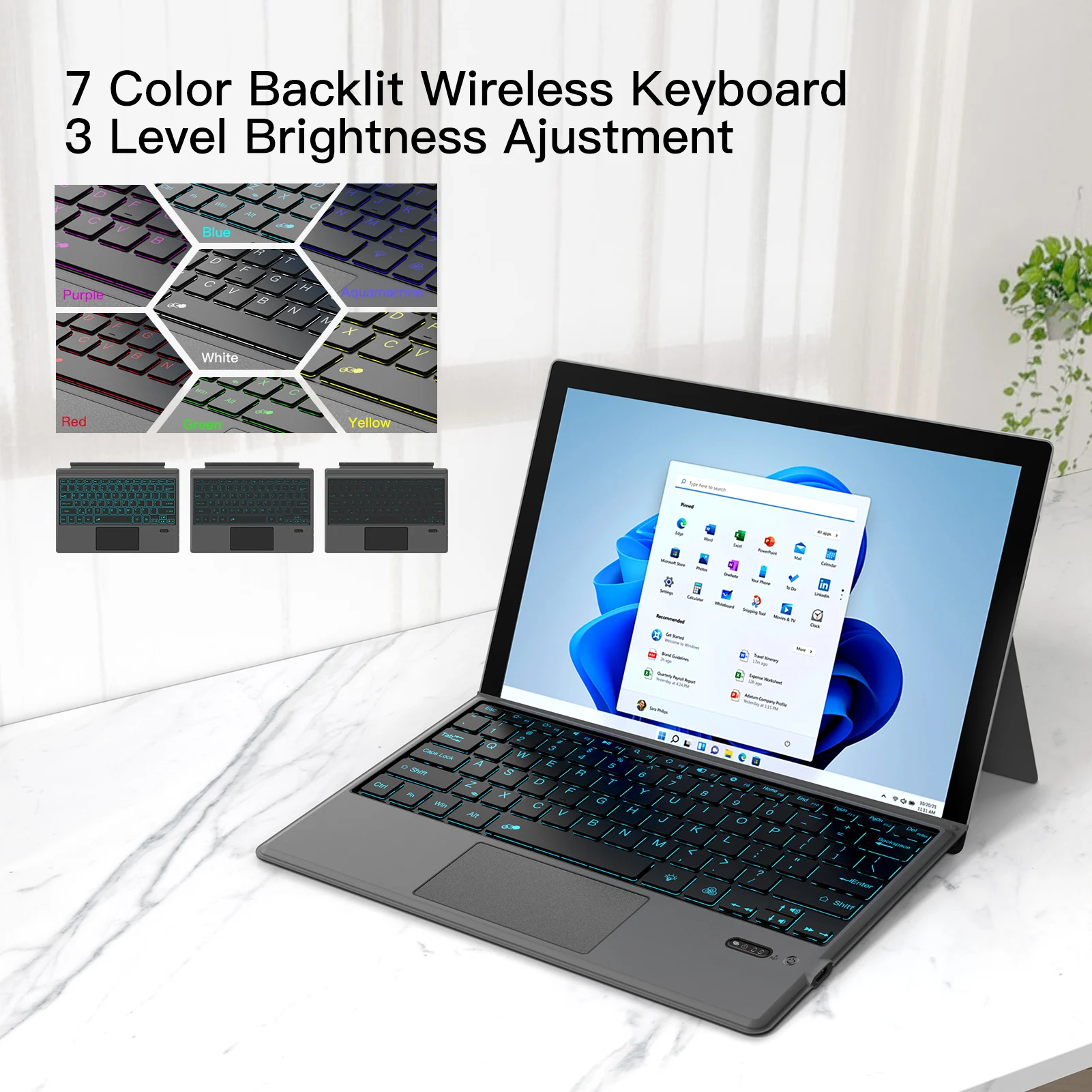 Высококачественный чехол для беспроводной клавиатуры с подсветкой и тачпадом для Surface Pro 3/4/5/6/7, чехол для планшета, Подарочная клавиатура