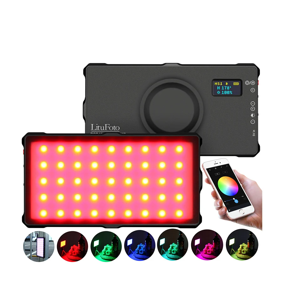 Rechargeable RGB Camera Video Light App Control Magnetic Adsorption Full Color 9 Effects Photography Lighting