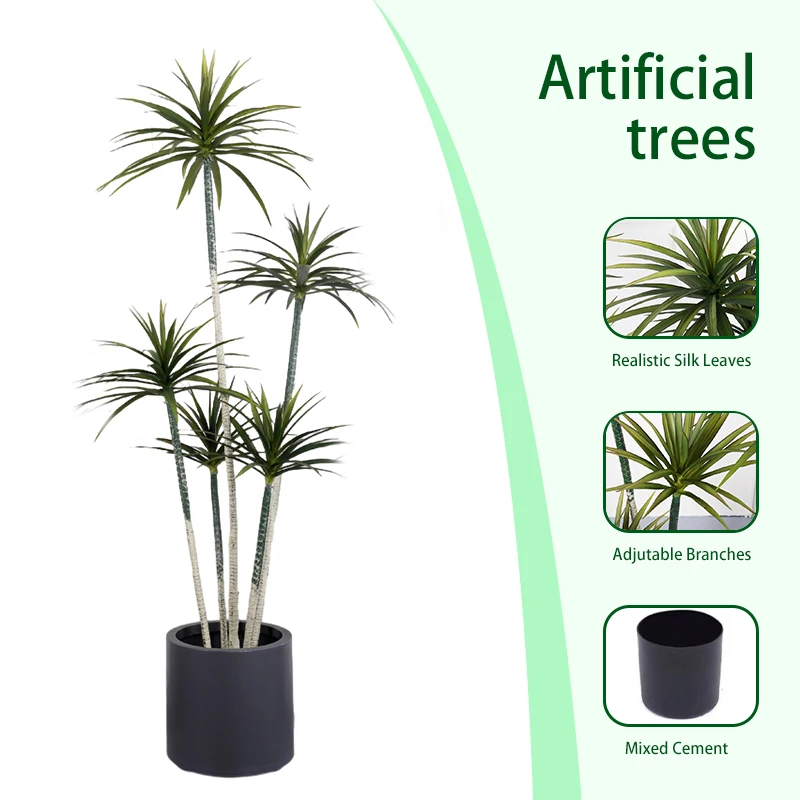 Artificial Dracaena marginata Wholesale Artificial Plant Brazilian Iron Tree Potted Plant Artificial Agave Tree