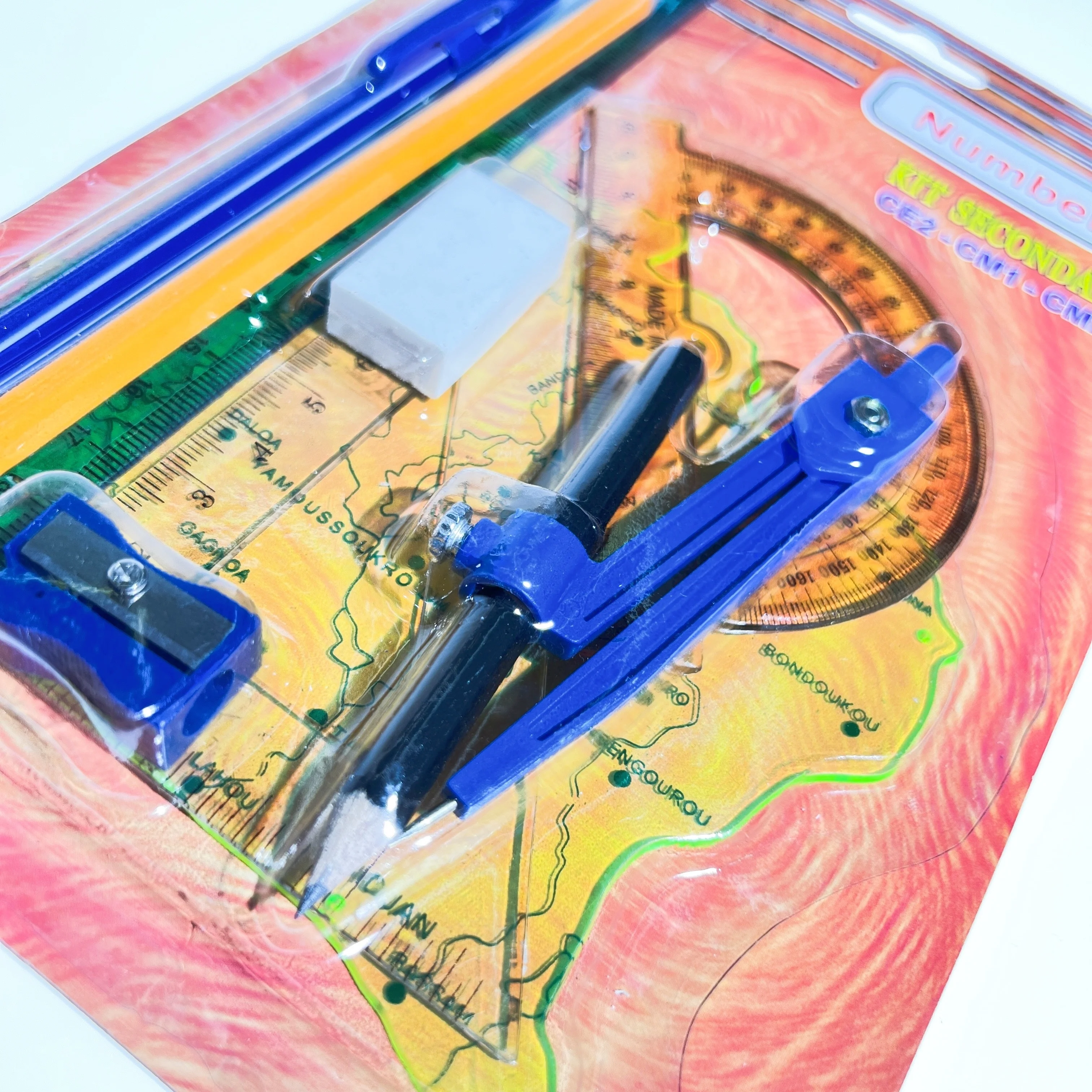 9pcs Math Geometry Set Blister Card Ruler Set Drawing Stencil Professional Stationery Compass Geometry Sets