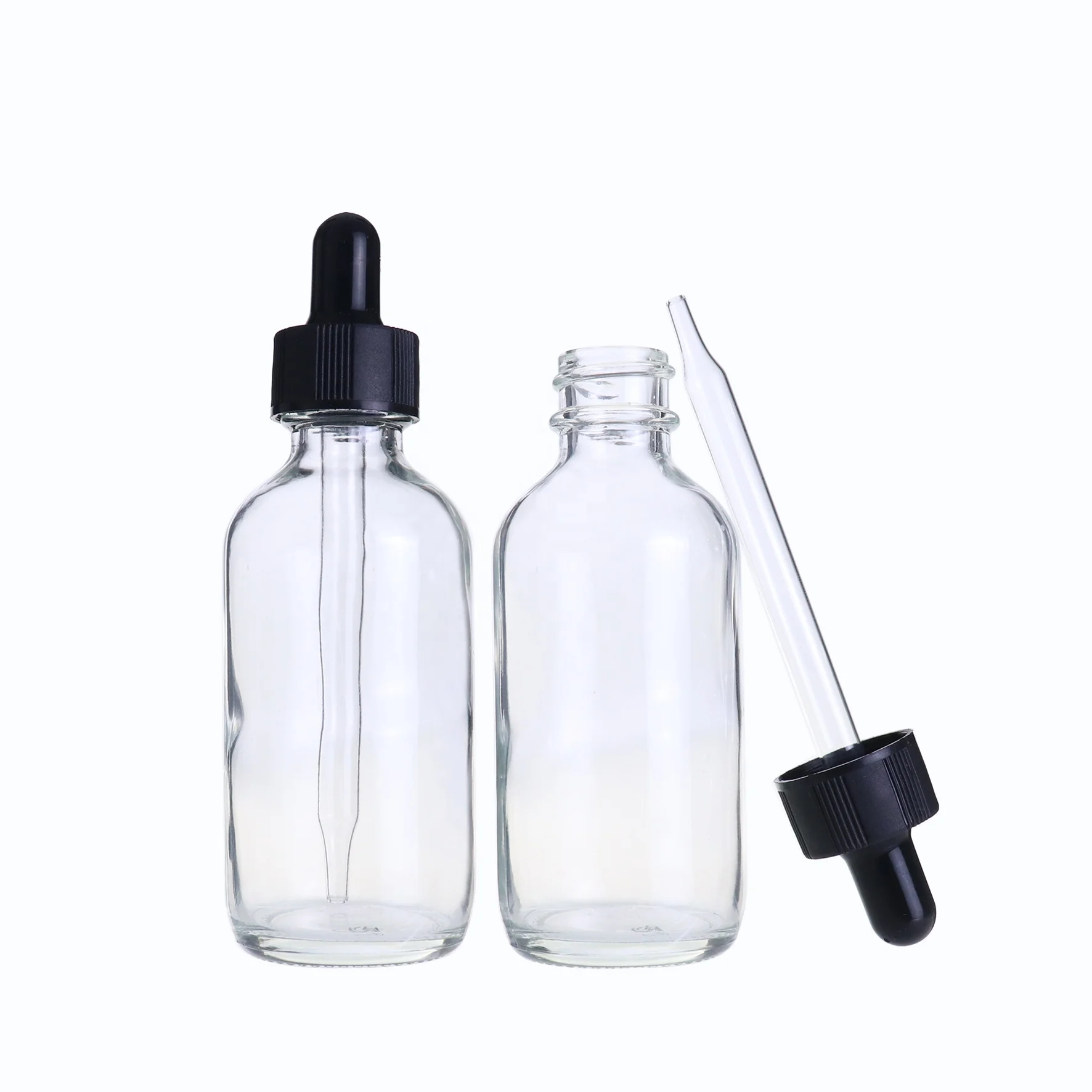 1oz 2oz 30ml 60ml Boston Amber Clear serum oil Glass Dropper Bottles With Pipette