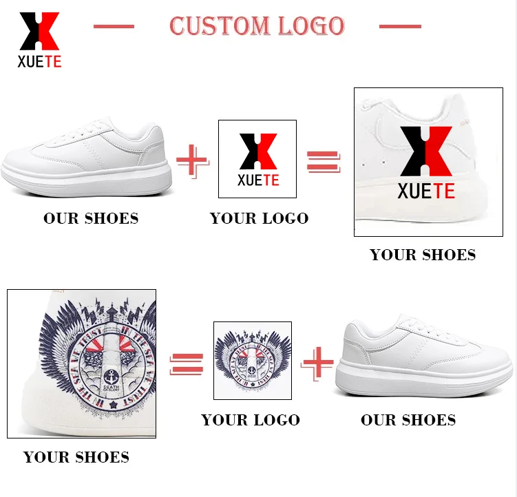 Xuete Simple Custom White shoes logo Lace-up athletic italian fashion sneakers casual fitness walking style shoes