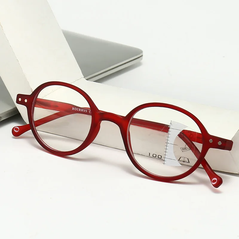 DOISYER 2022 Newest plastic retro classic round progressive multifocal anti blue light reading glasses for man and woman