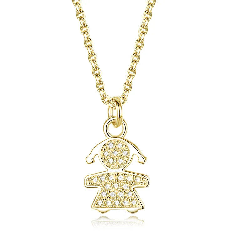 BAROLI Gold Jewelry Cool Boy Shape Pendant Necklace Children Fashion Necklace Kids Jewelry Bead Charm Wholesale