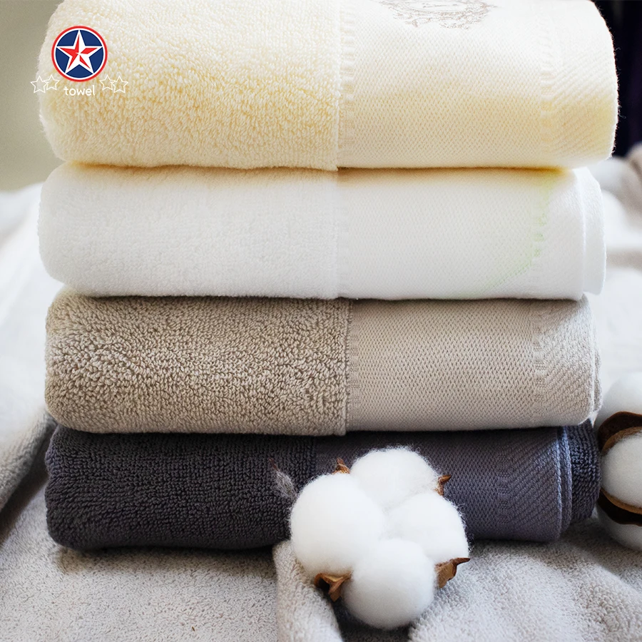China Factory Wholesale 35*75 cm 70*140 cm custom logo package hand face bath towels sets 100% pure cotton 3 pieces towel set