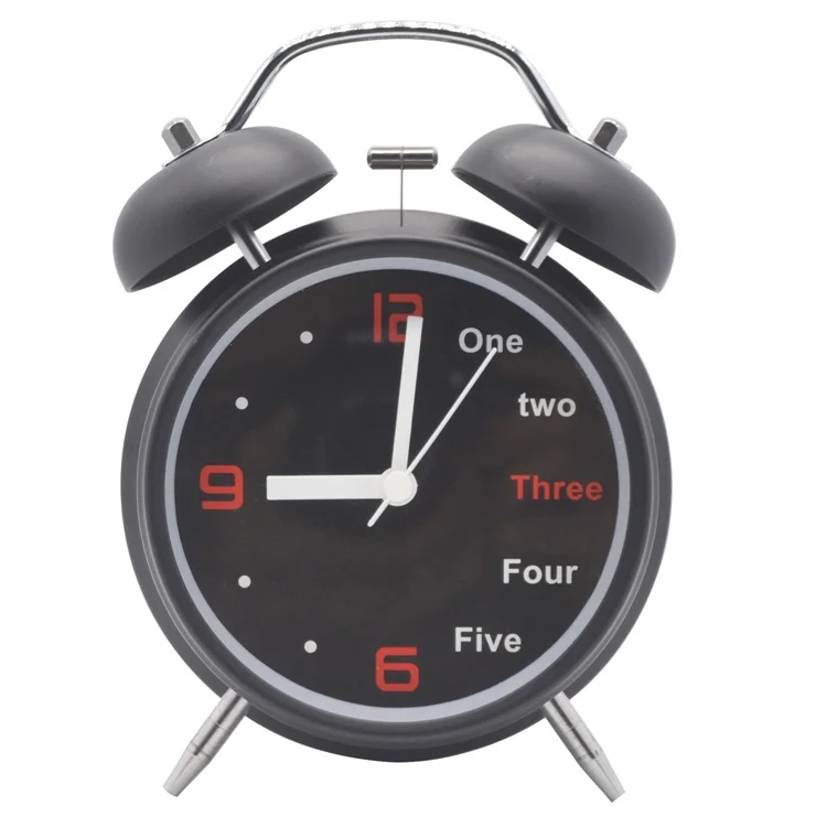 Home Bedroom Bedside Decorative Silent Metal Mechanical Quartz Alarm Clock