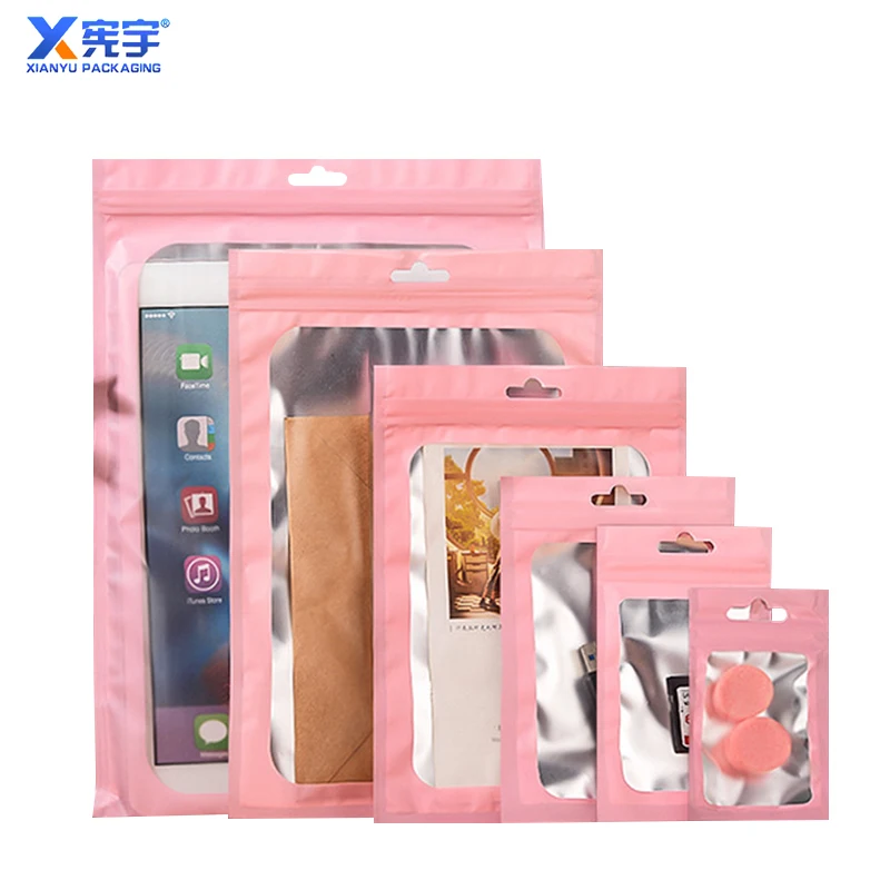 Clear Window Plastic Packaging Sealing Bag Smell Proof Bags Resealable Colorful Aluminum Foil For Food Storage Jewelry Packaging
