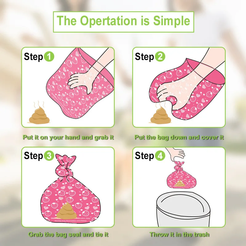 Rarewe Pet Supplies Eco-Friendly Pet Waste Bag Manufacturer Custom Logo Dog Track Prints Biodegradable Pink Dog Poop Bag