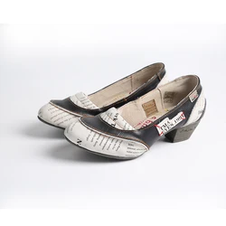 Leather Shallow Mouth Shoes Women Round Head Stitching Workplace White-Collar Shoes