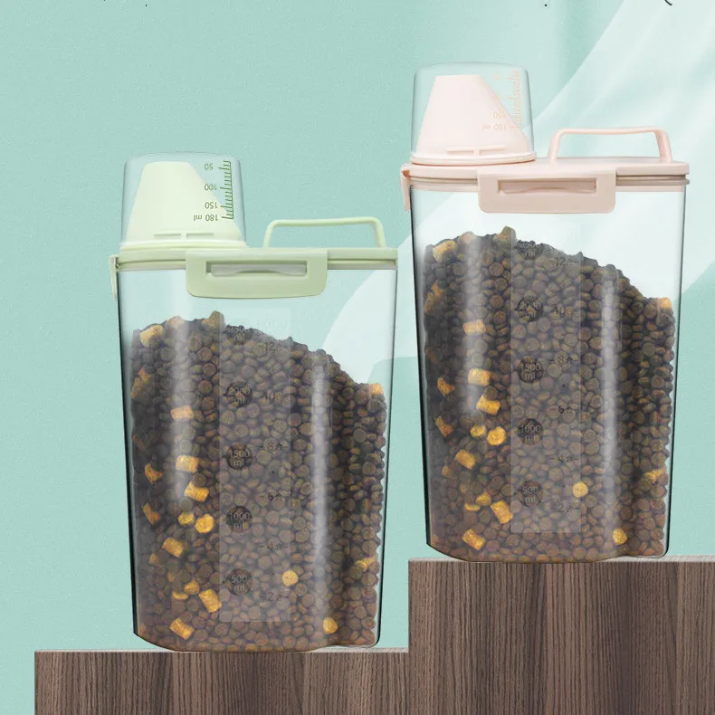 Plastic Food Storage Container with Scale Cup Large Dog Food Container Dog Food Bowl with Lid