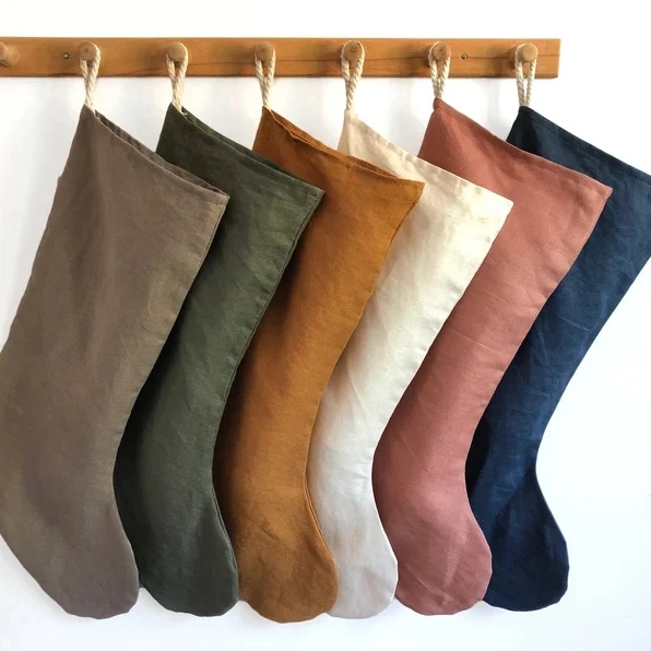 Custom Holiday Linen Christmas Socks Decorations Colorful Accessories Design Stocking