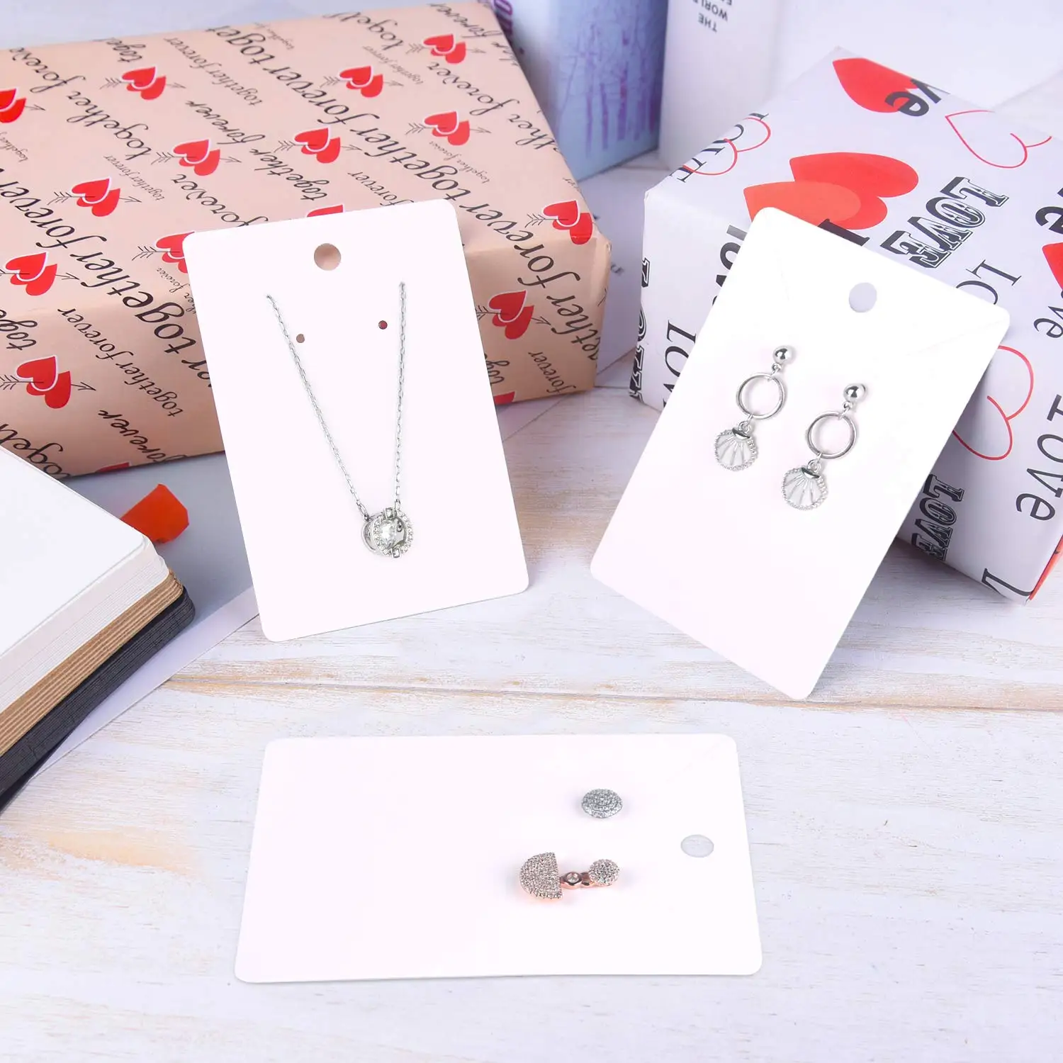 Custom PVC cards Wholesale Logo Jewelry Paper Display Holding Card Factory Wholesale Custom jewelry display care Cards