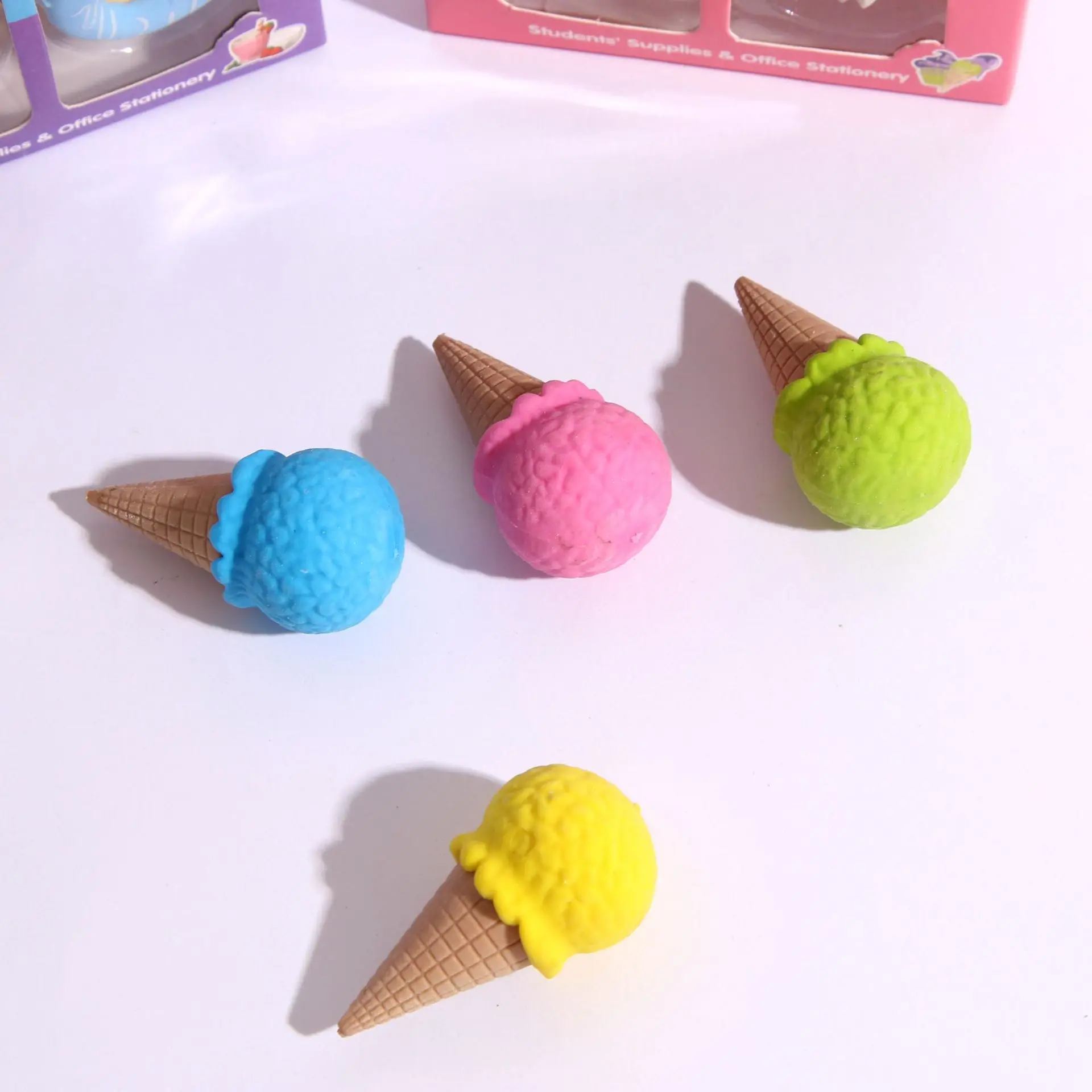 Cute Ice cream Doughnut Shape Eraser Set Mini 3D eraser gift for Kindergarten Primary School Stationery