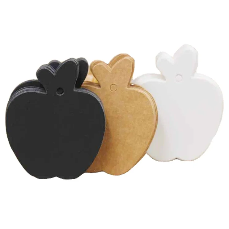 100 шт. симпатичная Подарочная этикетка в форме яблока из крафт-бумаги/белого/черного цвета, бирка для подарков/Свадебные сувениры/бирка для печенья