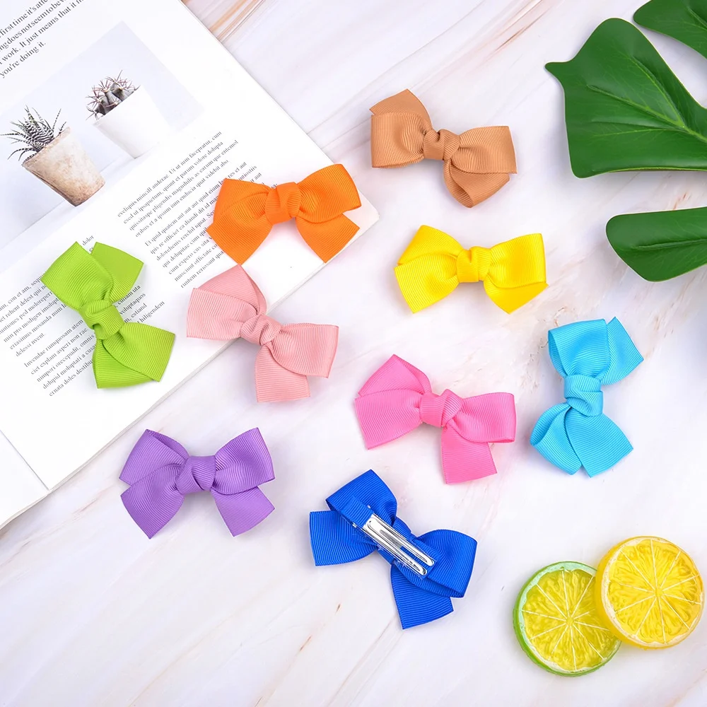 E-Magic Wholesale 20 stock color or custom color 2 inches Grosgrain Handmade ribbon bow with 2 inches clips for kids