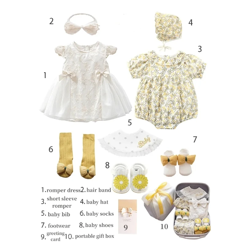 Girls Fashion Oeko-Tex Certified Baju Bayi New Born Cotton Clothing Newborn 0-3 Months Baby Romper Gift Box Sets