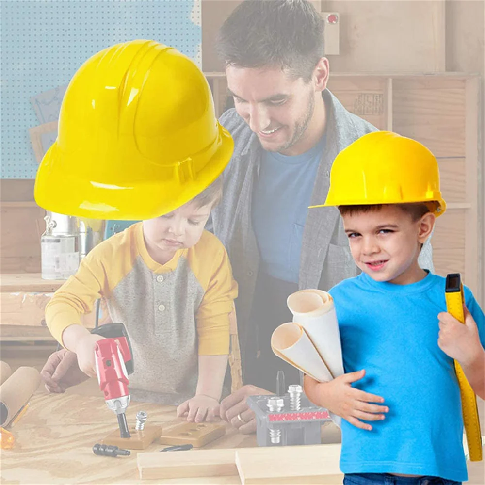 Cheap Construction Hard Hats Soft Plastic Yellow Kids Party Hat for Construction Birthday Children Engineer Theme Party