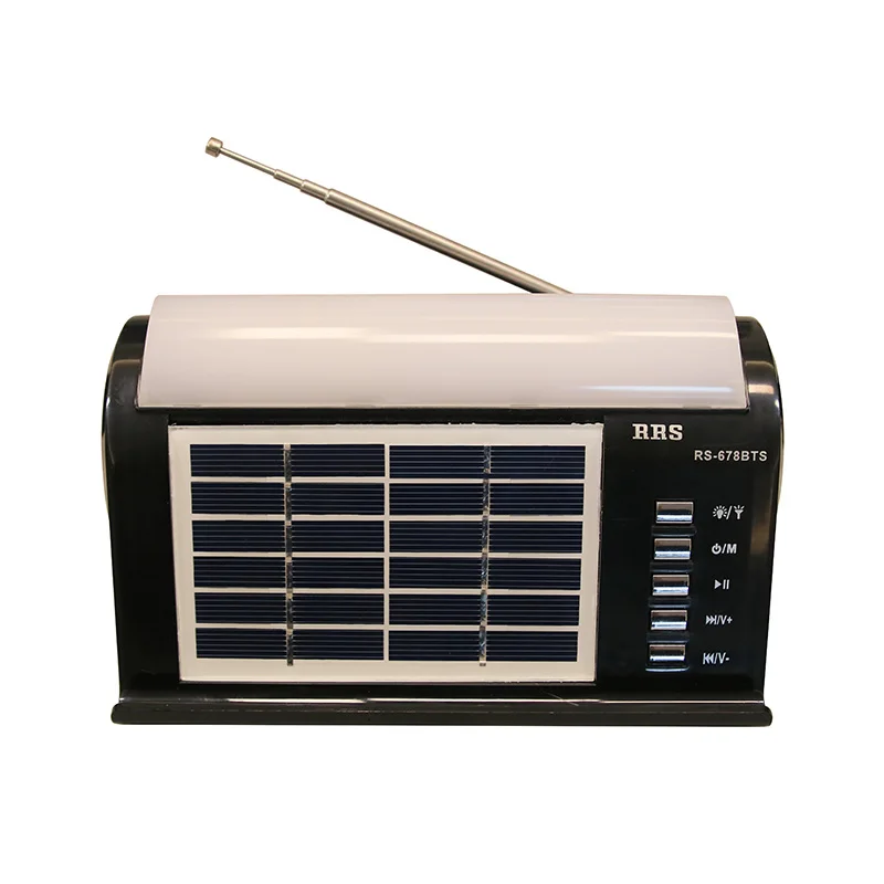 RS-678BTS Manufacture hot sale FM radio with mp3 player with torch light  solar panel charge cable blueteeth