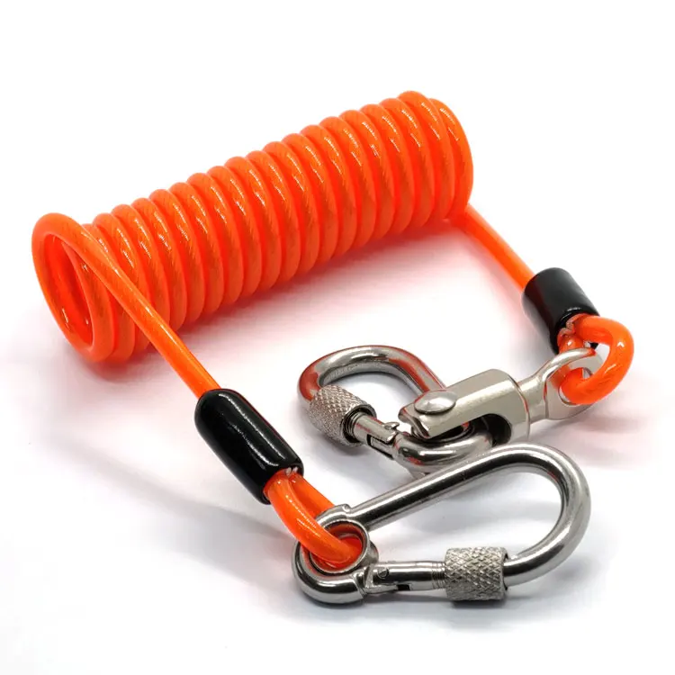 Factory direct OEM Disc Lock Reminder Cable Bike Motorcycle Alarm Safety Lanyard Spring Coil Wire Looped