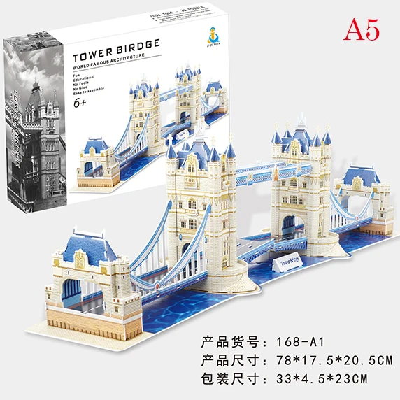 Factory Price World Famous Building Roller Coaster Cable Car Learning Education 3D Model Puzzle DIY Assemble Jigsaw Toy