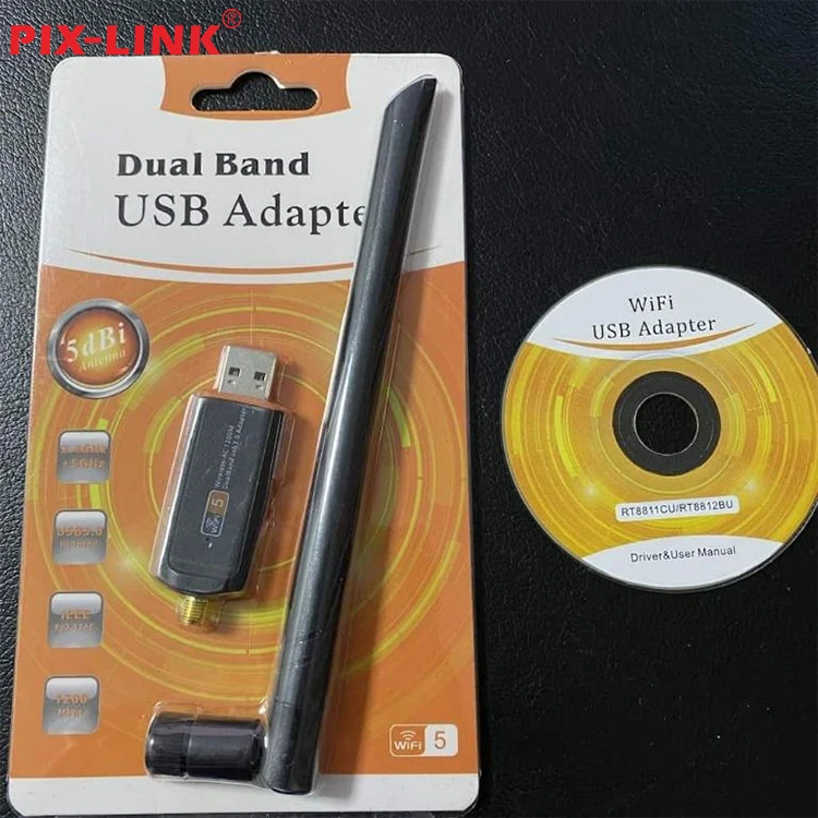 PIX-LINK Custom Logo Gigabit USB Interface External Wireless Network Card Adapter Through-Wall Receiver Stocked Wifi Receiver