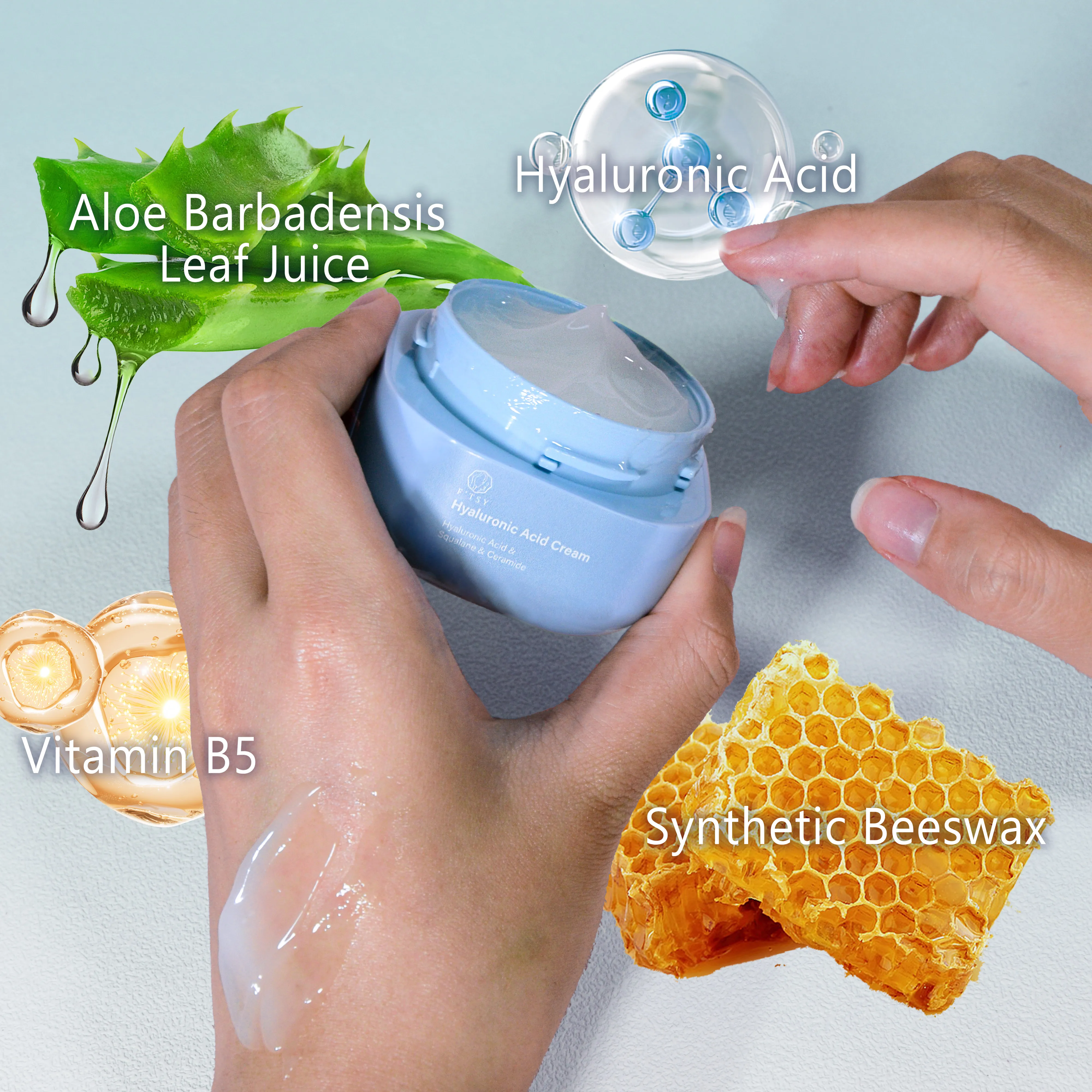 Private Label  Moisturizer Hyaluronic Acid Cream Smooth Skin Anti-Aging Day and Night Face Cream