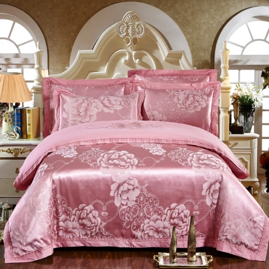 Best selling queen comforter set soft touch duvet bedding set, indian luxury 4 pcs faux silk bedding sets