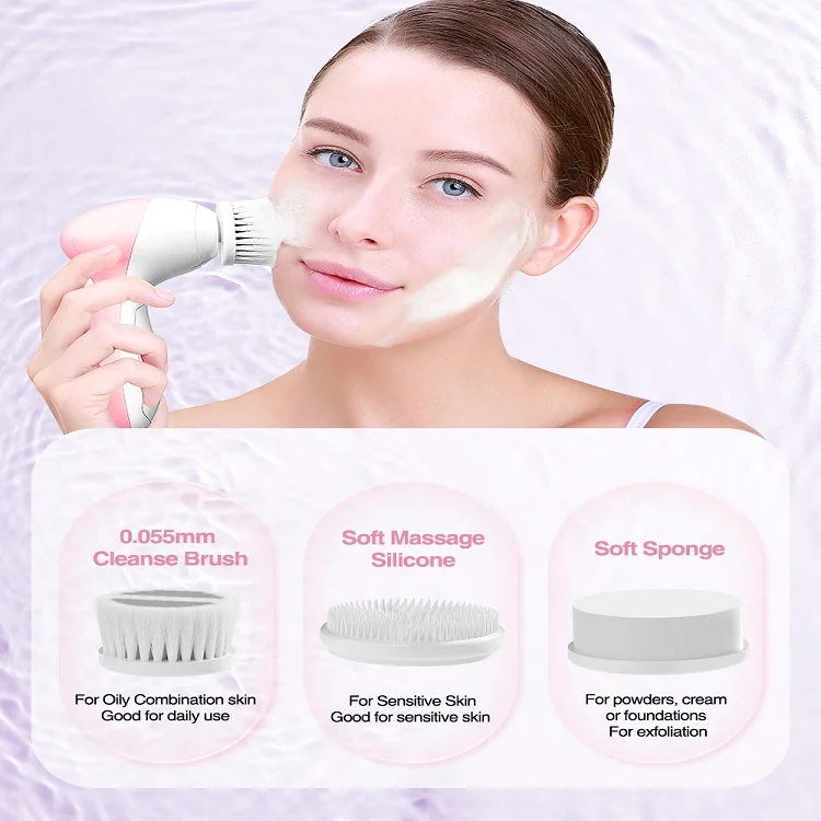 TOUCHBeauty handheld electric facial cleansing brush home use personal care facial cleanser pink color deep cleansing