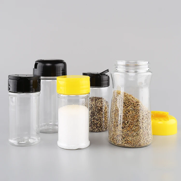 100ml High quality plastic clear small spice jar herb pepper salt seasoning container sprinkle caps for baking kitchen
