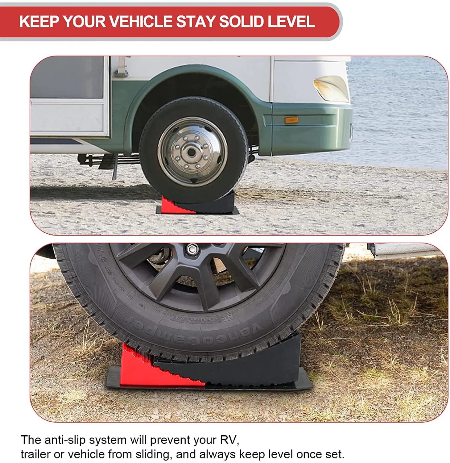 New Version up to 35 000 Lbs Non-Slip Design 2 Packs Camper Leveler RV Leveling Blocks Ramps Kit for Travel Trailer Which Is