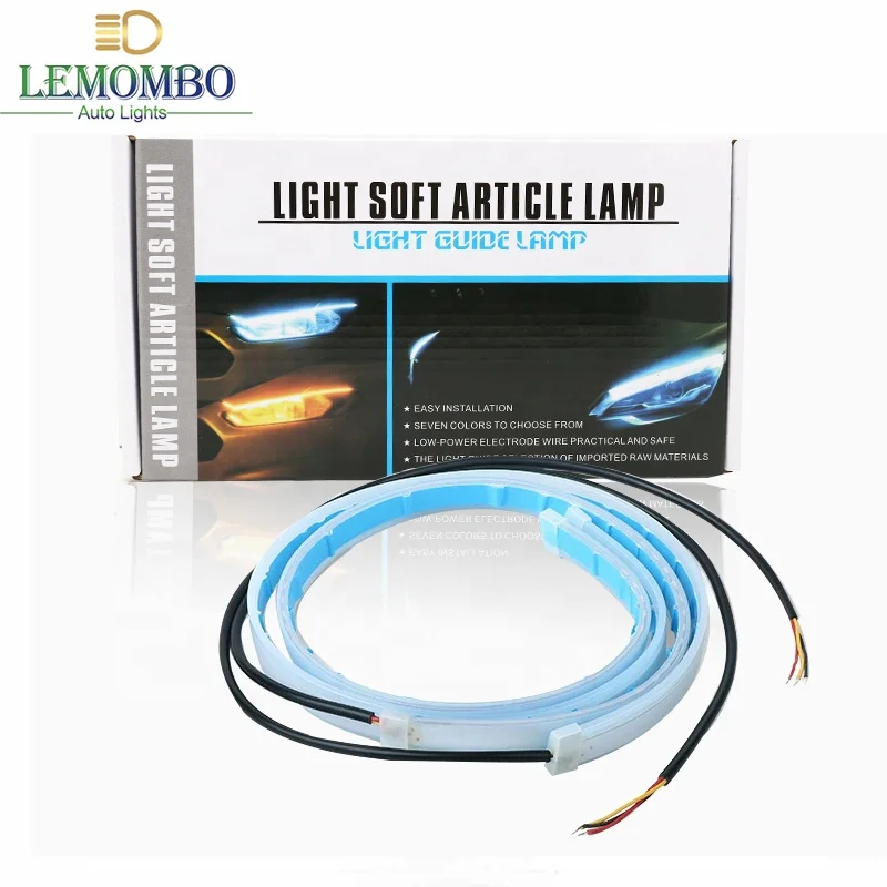 30cm 45cm 60cm Vehicle Drl Flexible guide Tube Strip Led Car Daytime Running Lights Soft Turn Signal flow Angel Eyes Car Styling