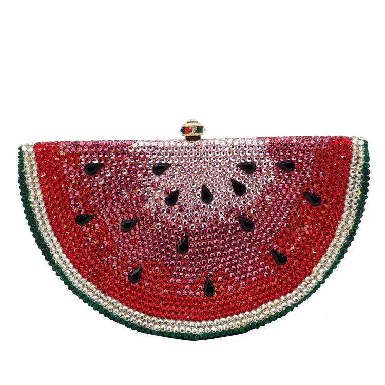 
Bling High Quality Custom Handmade Rhinestone Watermelon Purse Full Crystal Beading Evening Party Clutch Purse Bag Handbag 