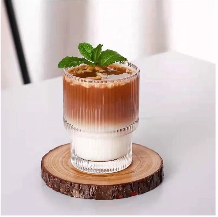Полосатая стеклянная чашка-элегантный бокал для коктейля кофе со льдом и сокового напитка с характерным узором