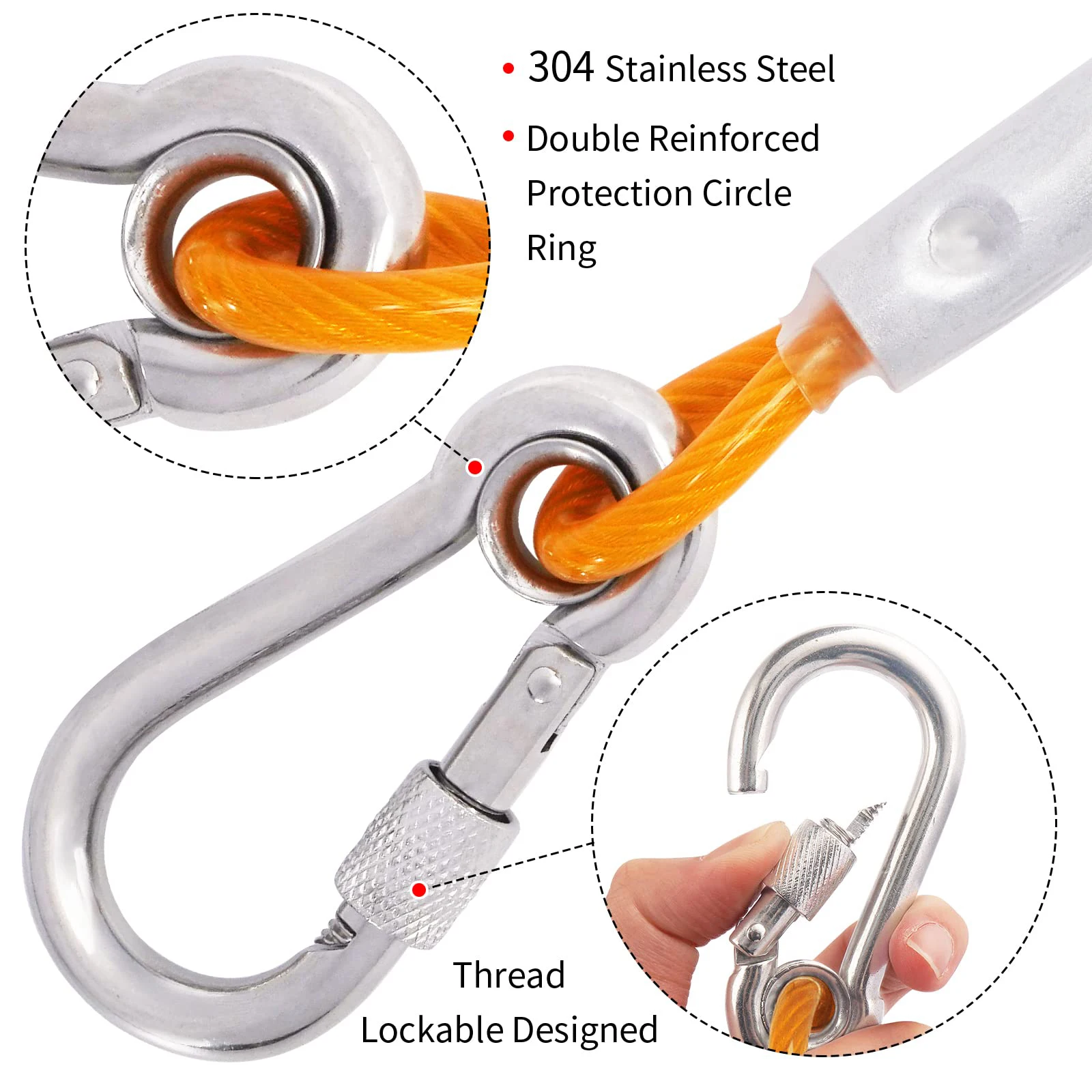 Steel wire dog leather belt, with stainless steel double fixed buckle, light and durable, outdoor, courtyard, camping