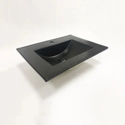 popular matt black color rectangle ceramic bathroom vanity  Cabinet sink Lavabo Basin