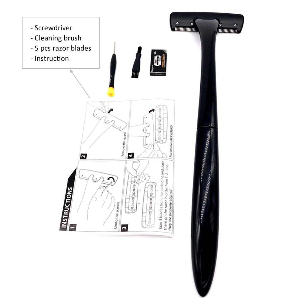 Foldable Manual Body Leg Hair Removal Razor Long Handle Men Back Shaver