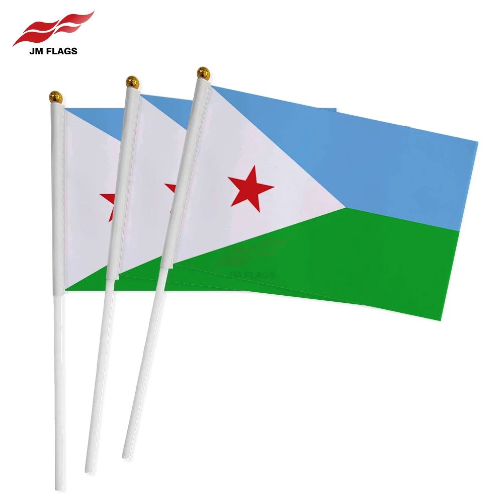 Best Price Djibouti Country Hand Flag 40*60cm Durable Polyester Djibouti Hand Held Flag Pole